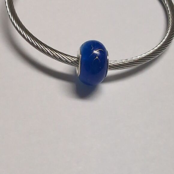 Blue Drizzled‎ with Gold Charm for Pandora Style Bracelet - Picture 3 of 5